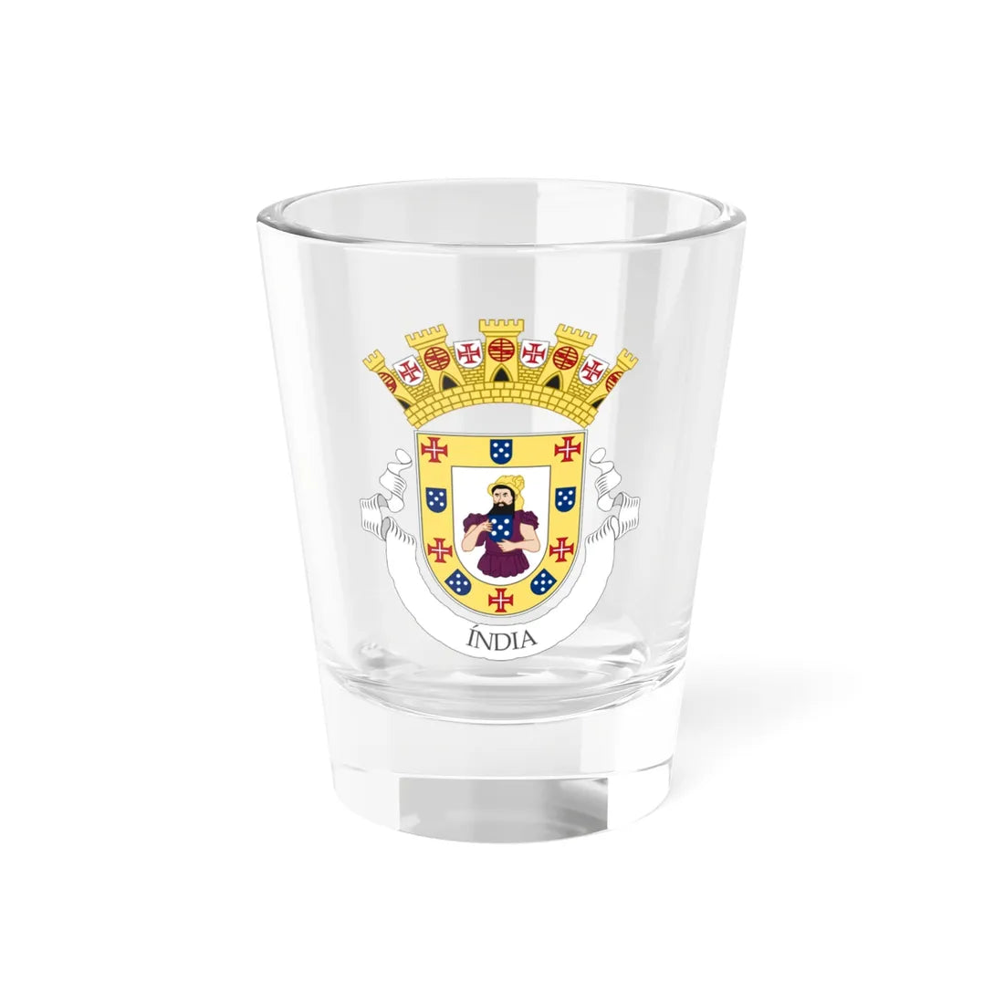 Provisional Coat of Arms of the Colony of Portuguese India (India) (Coat of Arms) Shot Glass 1.5oz 1.5oz - Go Mug Yourself