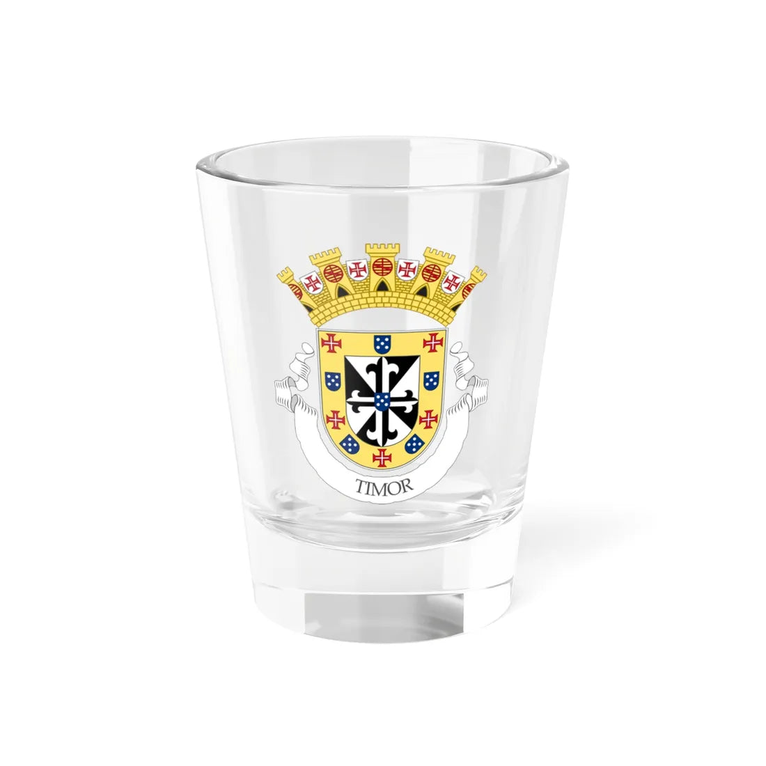 Provisional Coat of Arms of the Colony of Timor (Portugal) (Coat of Arms) Shot Glass 1.5oz 1.5oz - Go Mug Yourself