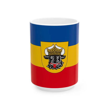 Provisional flag of Mecklenburg-Western Pomerania 1990 (Germany) White Coffee Mug 15oz - Go Mug Yourself
