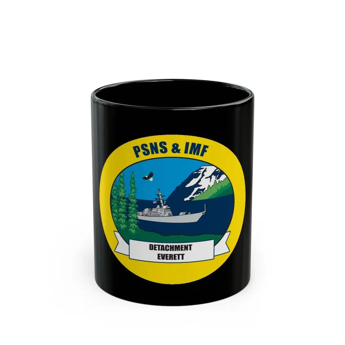 PSNS & IMF Detachment Everett (U.S. Navy) Black Coffee Mug 11oz - Go Mug Yourself