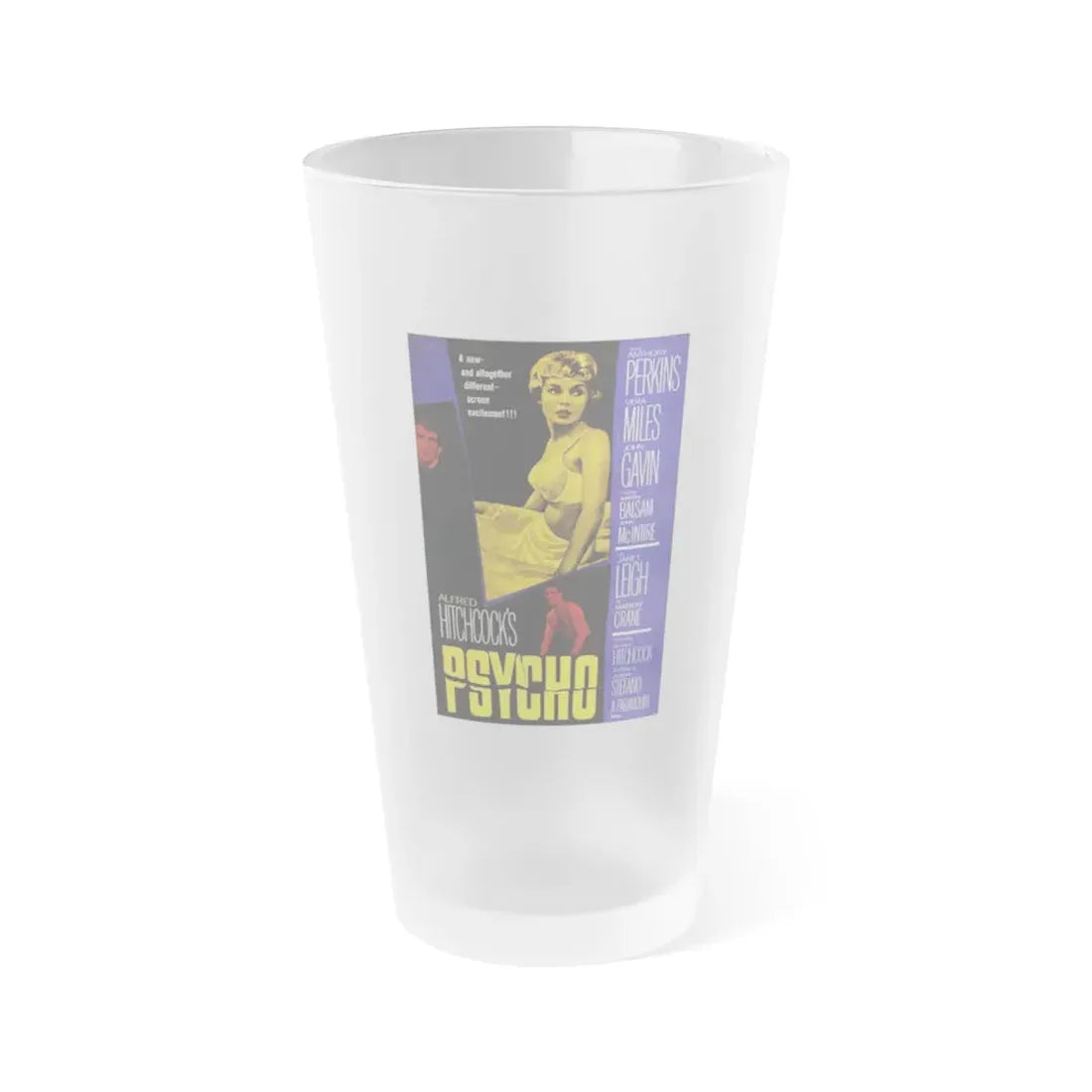PSYCHO 1960 Movie Poster - Frosted Pint Glass 16oz 16oz Frosted - Go Mug Yourself