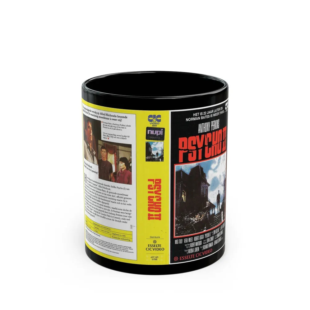 PSYCHO 2 (VHS COVER) - Black Coffee Mug-11oz-Go Mug Yourself