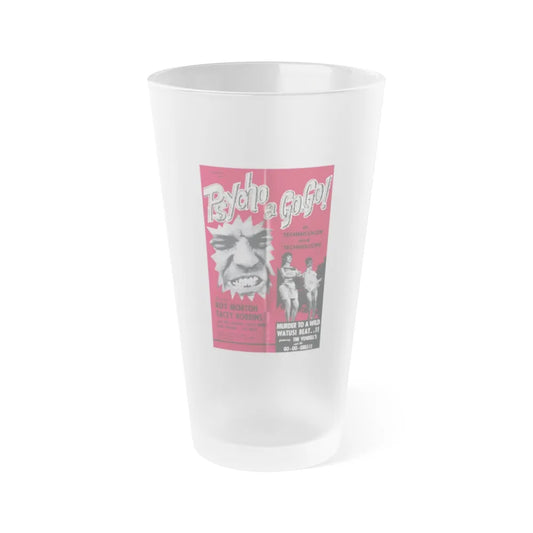 PSYCHO A GOGO 1965 Movie Poster - Frosted Pint Glass 16oz-16oz-Frosted-Go Mug Yourself