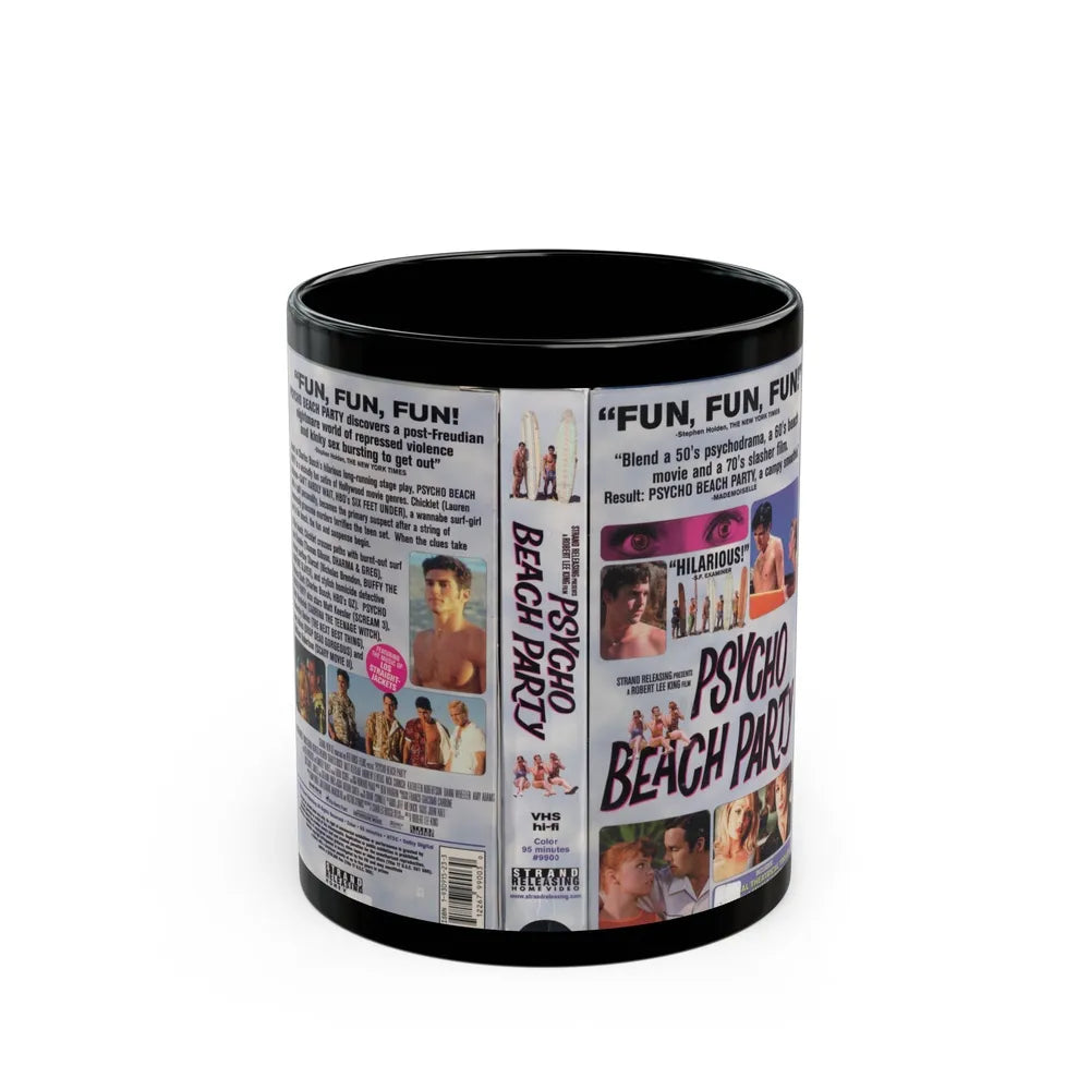 PSYCHO BEACH PARTY (VHS COVER) - Black Coffee Mug-11oz-Go Mug Yourself