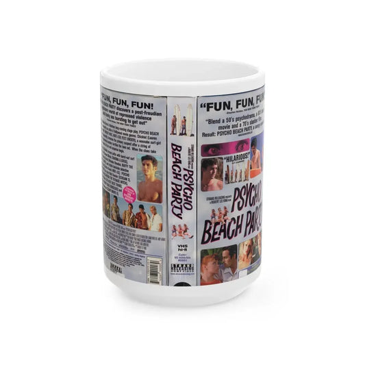 PSYCHO BEACH PARTY (VHS COVER) - White Coffee Mug 15oz - Go Mug Yourself