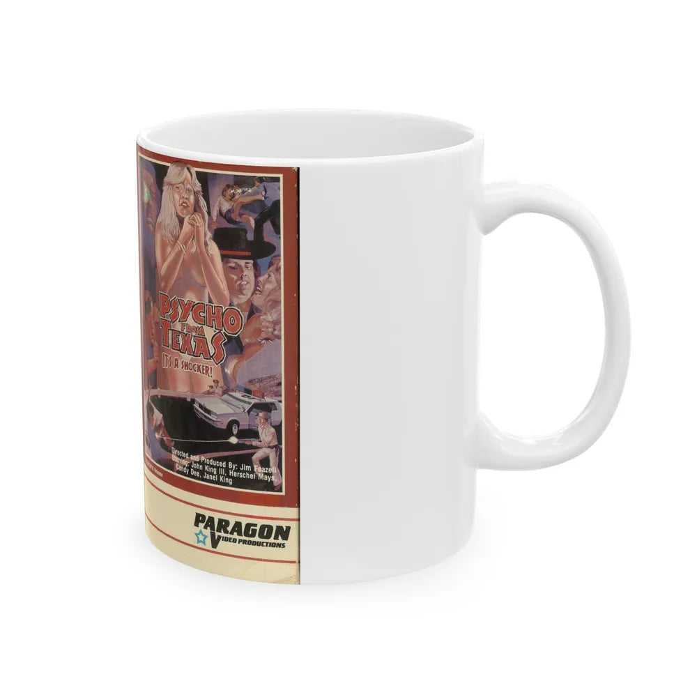 PSYCHO FROM TEXAS PARAGON VIDEO PRODUCTIONS (VHS COVER) - White Coffee Mug-Go Mug Yourself