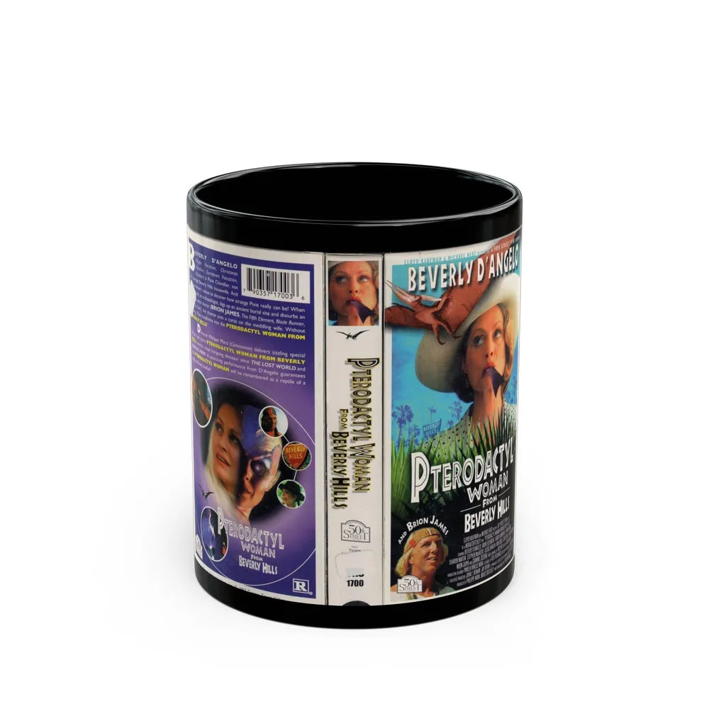 PTERODACTYL WOMAN FROM BEVERLY HILLS (VHS COVER) - Black Coffee Mug-11oz-Go Mug Yourself