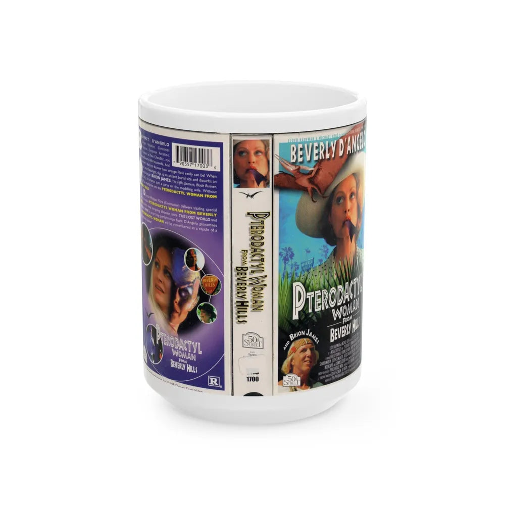 PTERODACTYL WOMAN FROM BEVERLY HILLS (VHS COVER) - White Coffee Mug-15oz-Go Mug Yourself