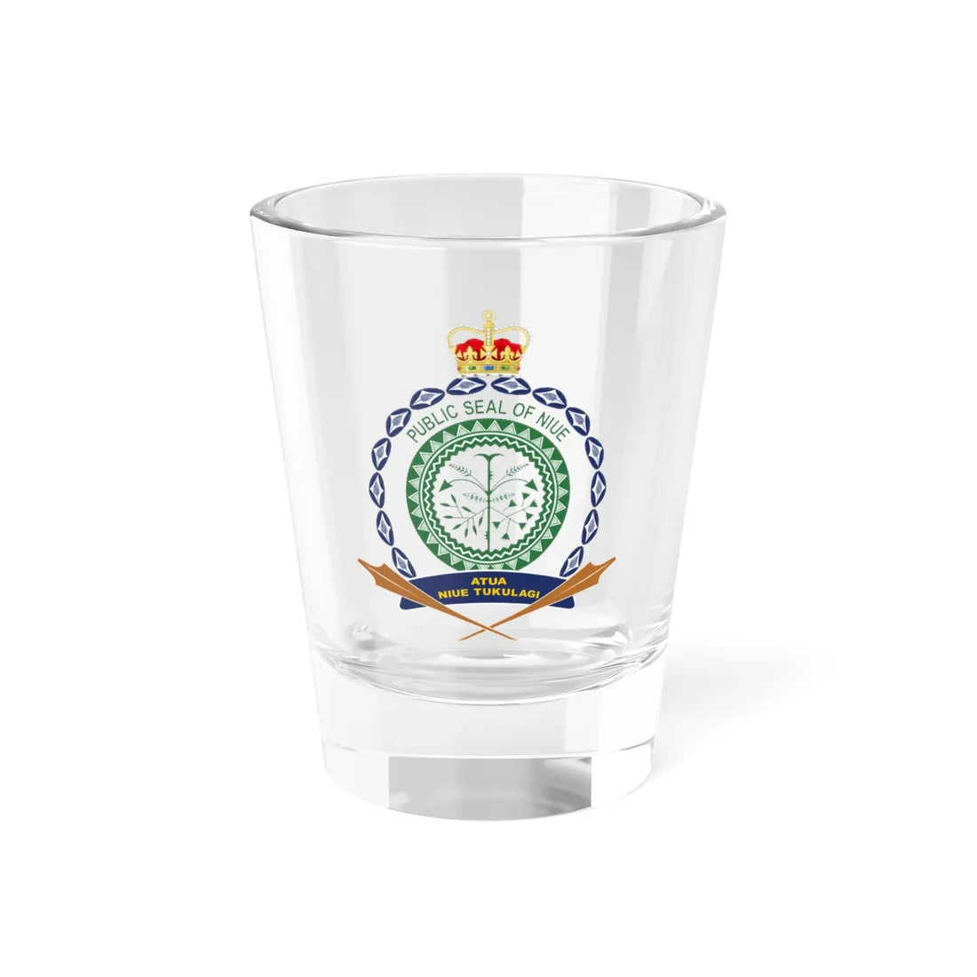Public Seal of Niue (New Zealand) (Coat of Arms) Shot Glass 1.5oz 1.5oz - Go Mug Yourself