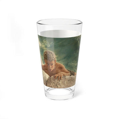 Pulling Him Back In, Saturday Evening Post story illustration (Magazine Illustration) Pint Glass 16oz-16oz-Go Mug Yourself