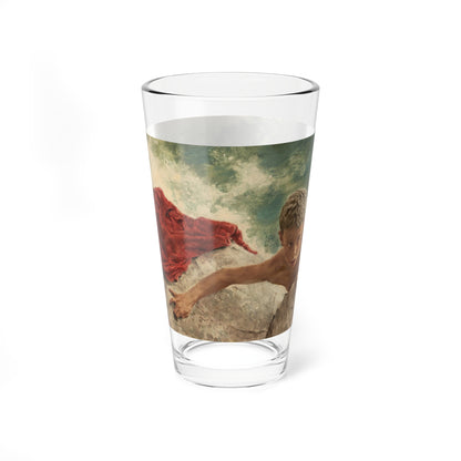 Pulling Him Back In, Saturday Evening Post story illustration (Magazine Illustration) Pint Glass 16oz-Go Mug Yourself