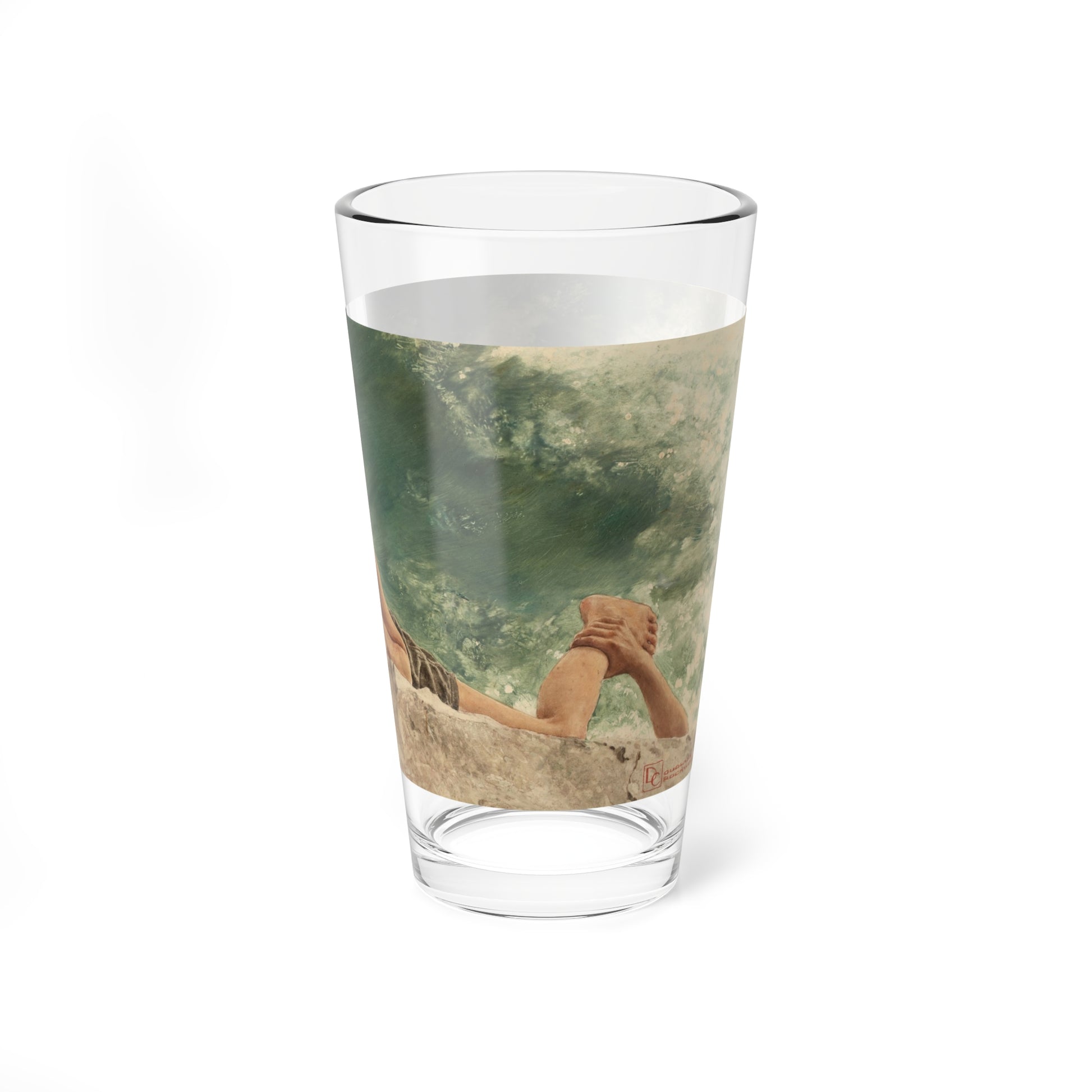 Pulling Him Back In, Saturday Evening Post story illustration (Magazine Illustration) Pint Glass 16oz-Go Mug Yourself