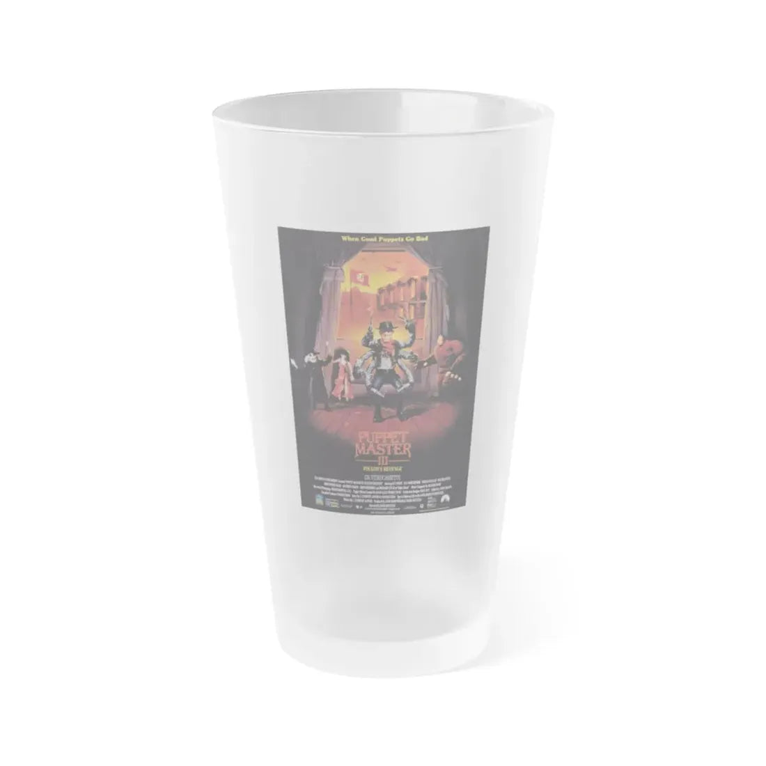 PUPPET MASTER III TOULON'S REVENGE 1991 Movie Poster - Frosted Pint Glass 16oz Default Title - Go Mug Yourself