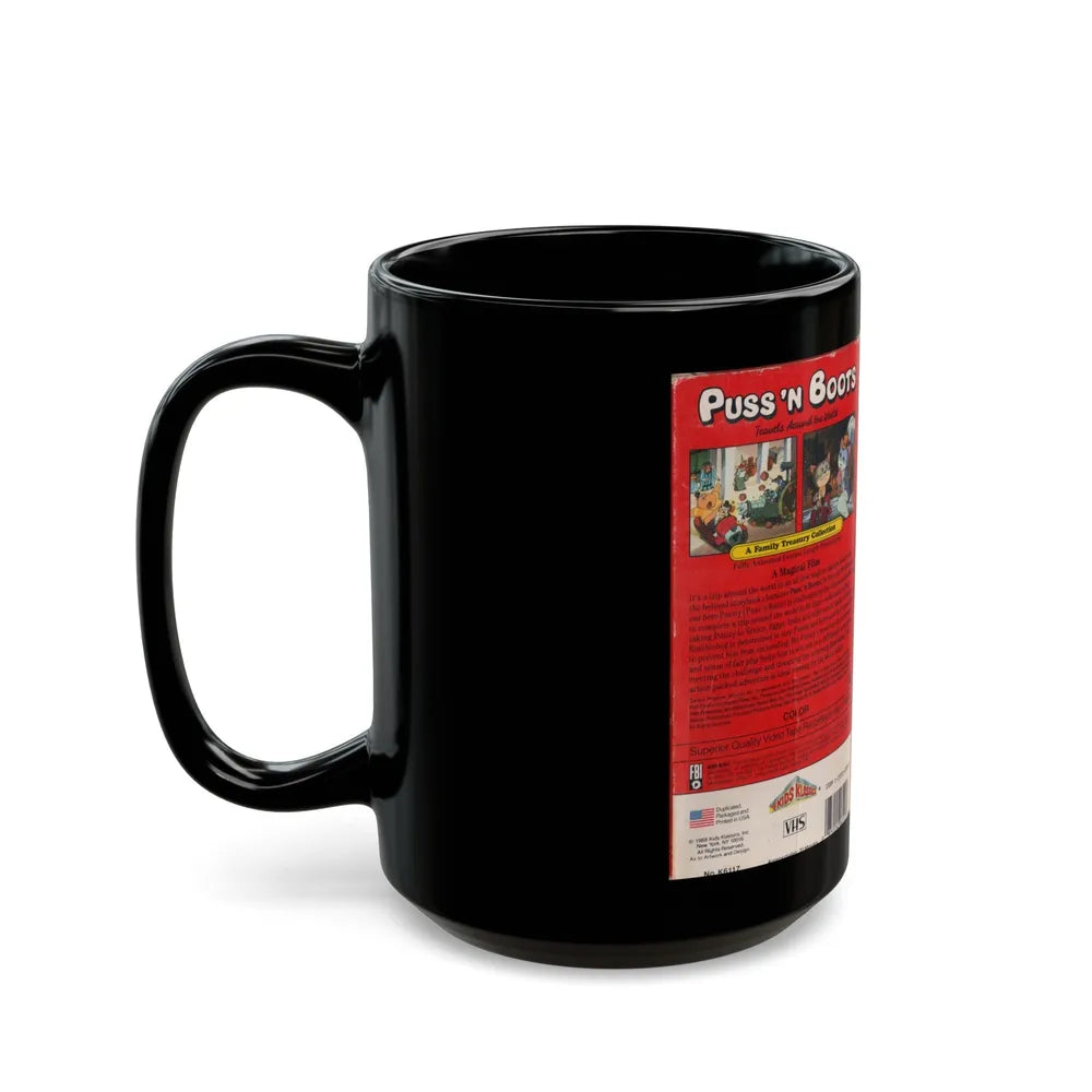 PUSS N BOOTS TRAVELS AROUND THE WORLD (VHS COVER) - Black Coffee Mug-Go Mug Yourself