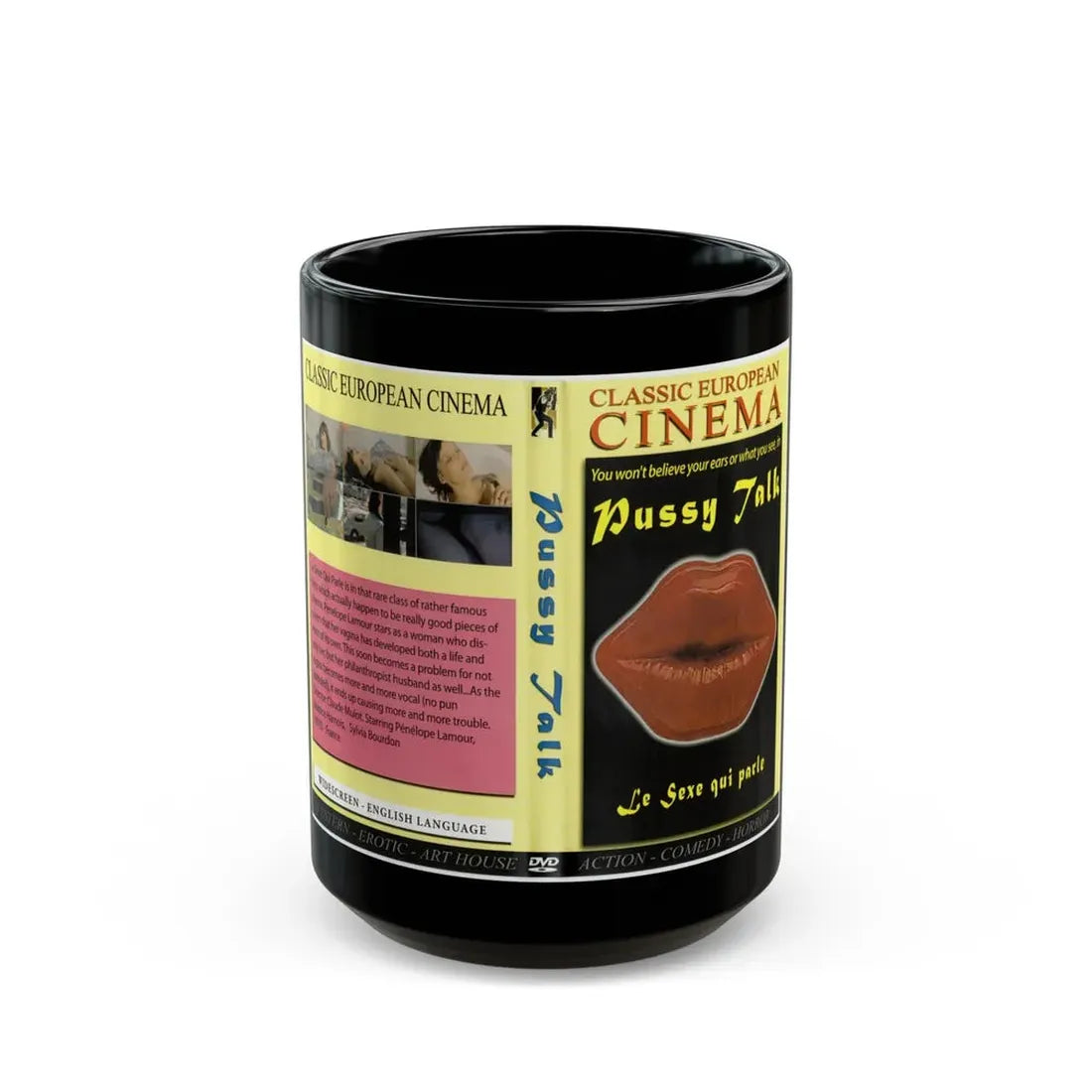 PUSSY TALK (VHS COVER) - Black Coffee Mug 15oz - Go Mug Yourself