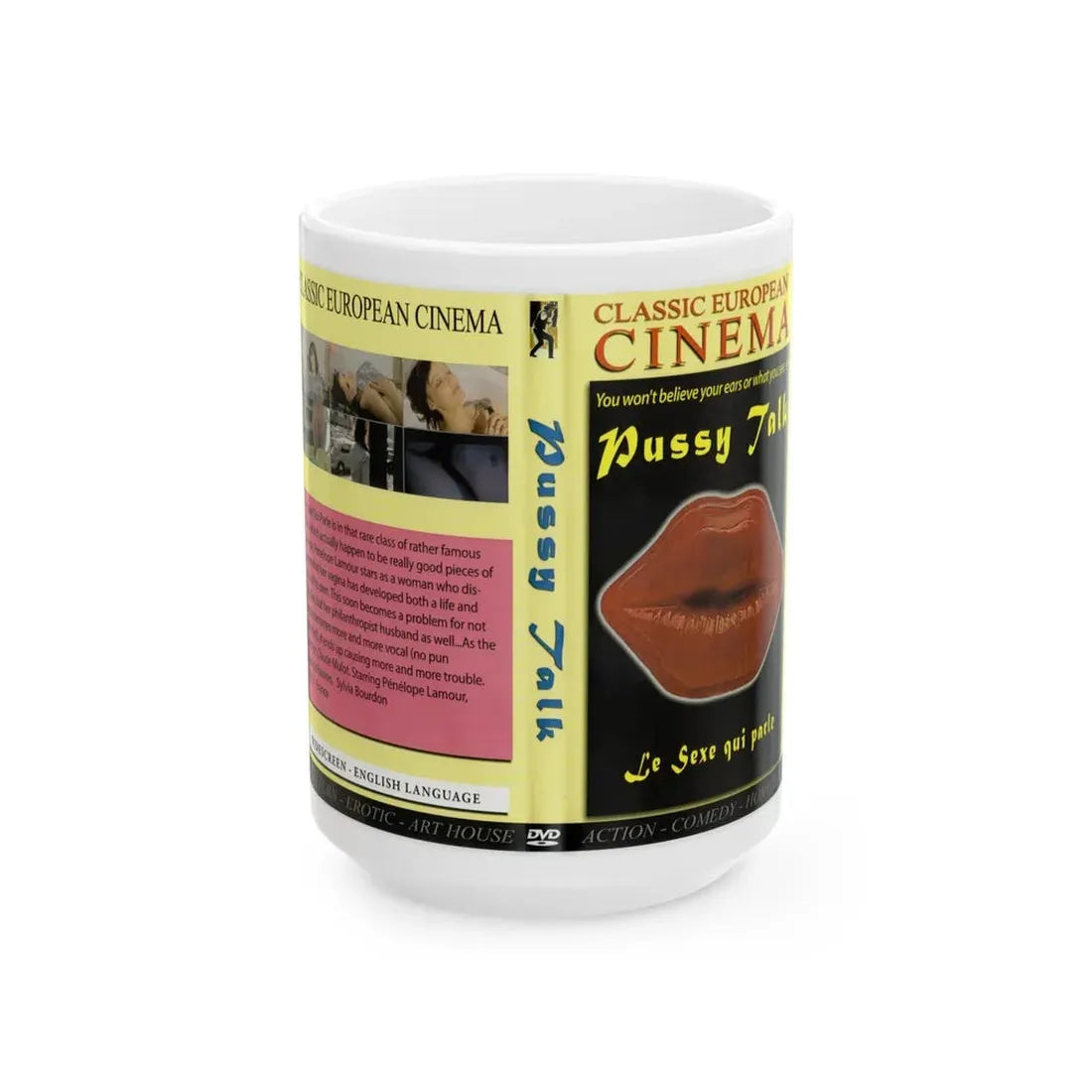 PUSSY TALK (VHS COVER) - White Coffee Mug 15oz - Go Mug Yourself