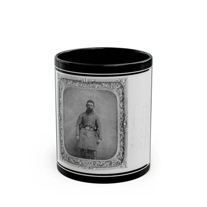 Pvt. C.C. Wenner, Co. A., 35th Virginia Cavalry, C.S.A., Three-Quarter Length Portrait, Facing Front (U.S. Civil War) Black Coffee Mug 11oz - Go Mug Yourself