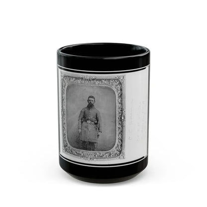 Pvt. C.C. Wenner, Co. A., 35th Virginia Cavalry, C.S.A., Three-Quarter Length Portrait, Facing Front (U.S. Civil War) Black Coffee Mug 15oz - Go Mug Yourself