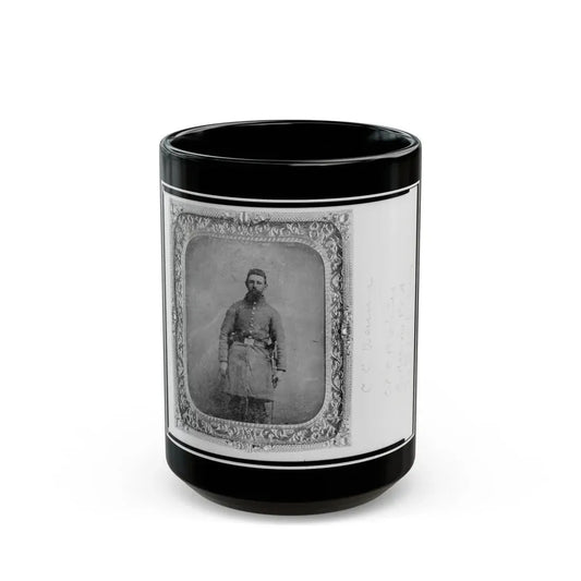 Pvt. C.C. Wenner, Co. A., 35th Virginia Cavalry, C.S.A., Three-Quarter Length Portrait, Facing Front (U.S. Civil War) Black Coffee Mug 15oz - Go Mug Yourself