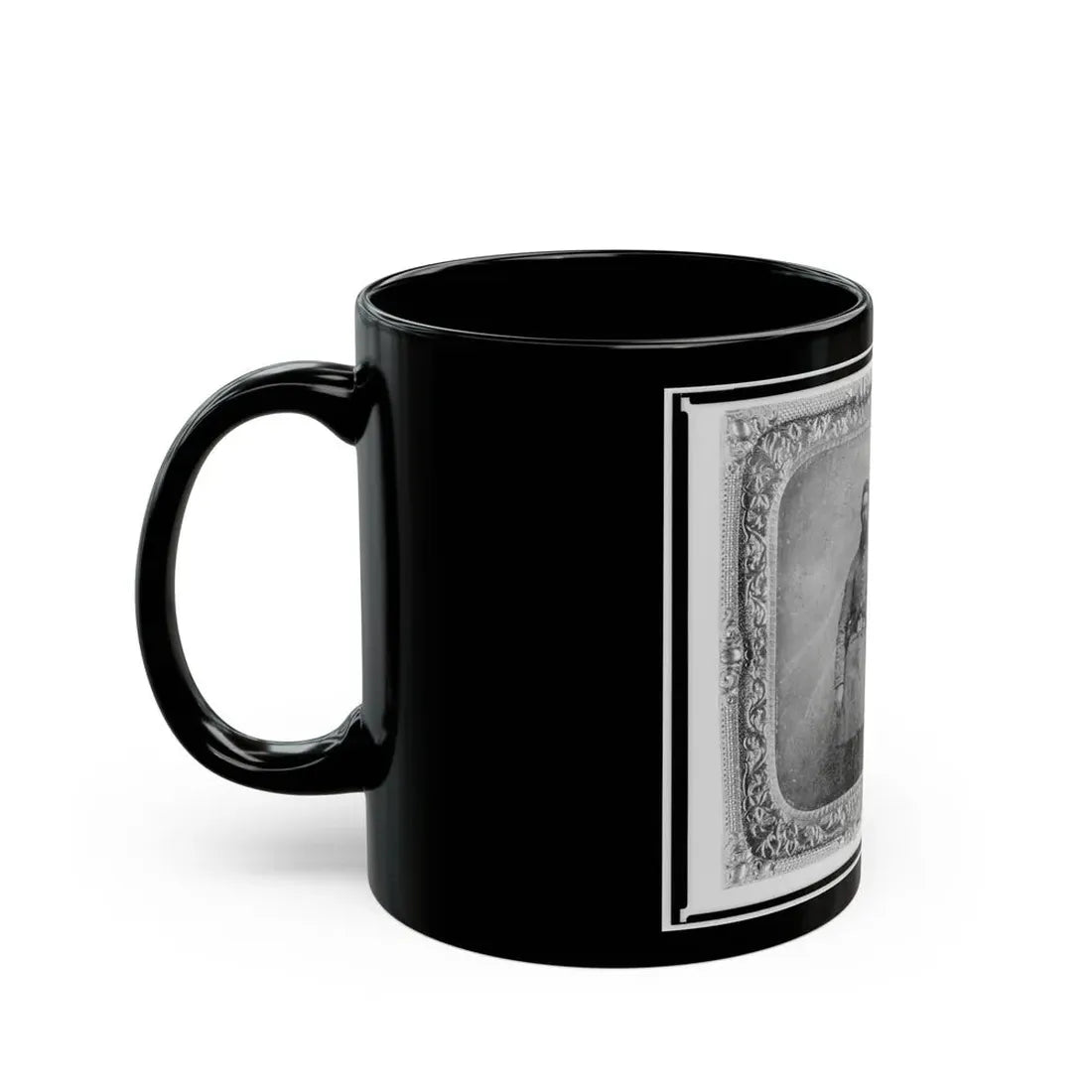 Pvt. C.C. Wenner, Co. A., 35th Virginia Cavalry, C.S.A., Three-Quarter Length Portrait, Facing Front (U.S. Civil War) Black Coffee Mug - Go Mug Yourself