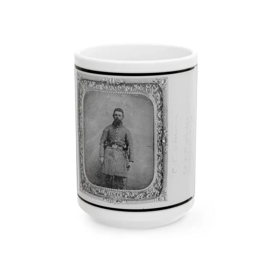 Pvt. C.C. Wenner, Co. A., 35th Virginia Cavalry, C.S.A., Three-Quarter Length Portrait, Facing Front (U.S. Civil War) White Coffee Mug 15oz - Go Mug Yourself