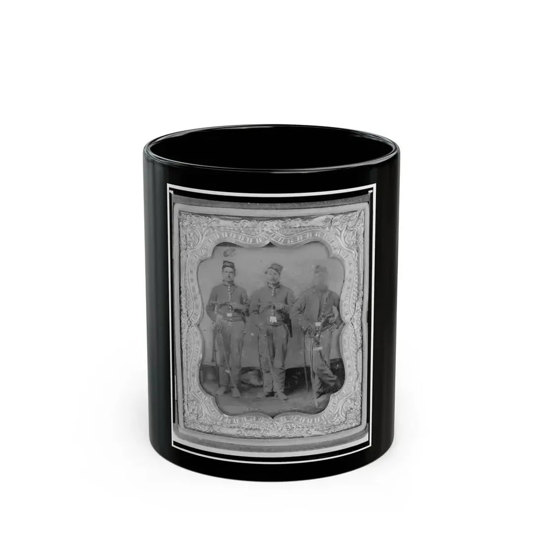 Pvt. Frank A. Remington And Two Other Union Soldiers, Full-Length Portrait, Facing Front (U.S. Civil War) Black Coffee Mug 11oz - Go Mug Yourself