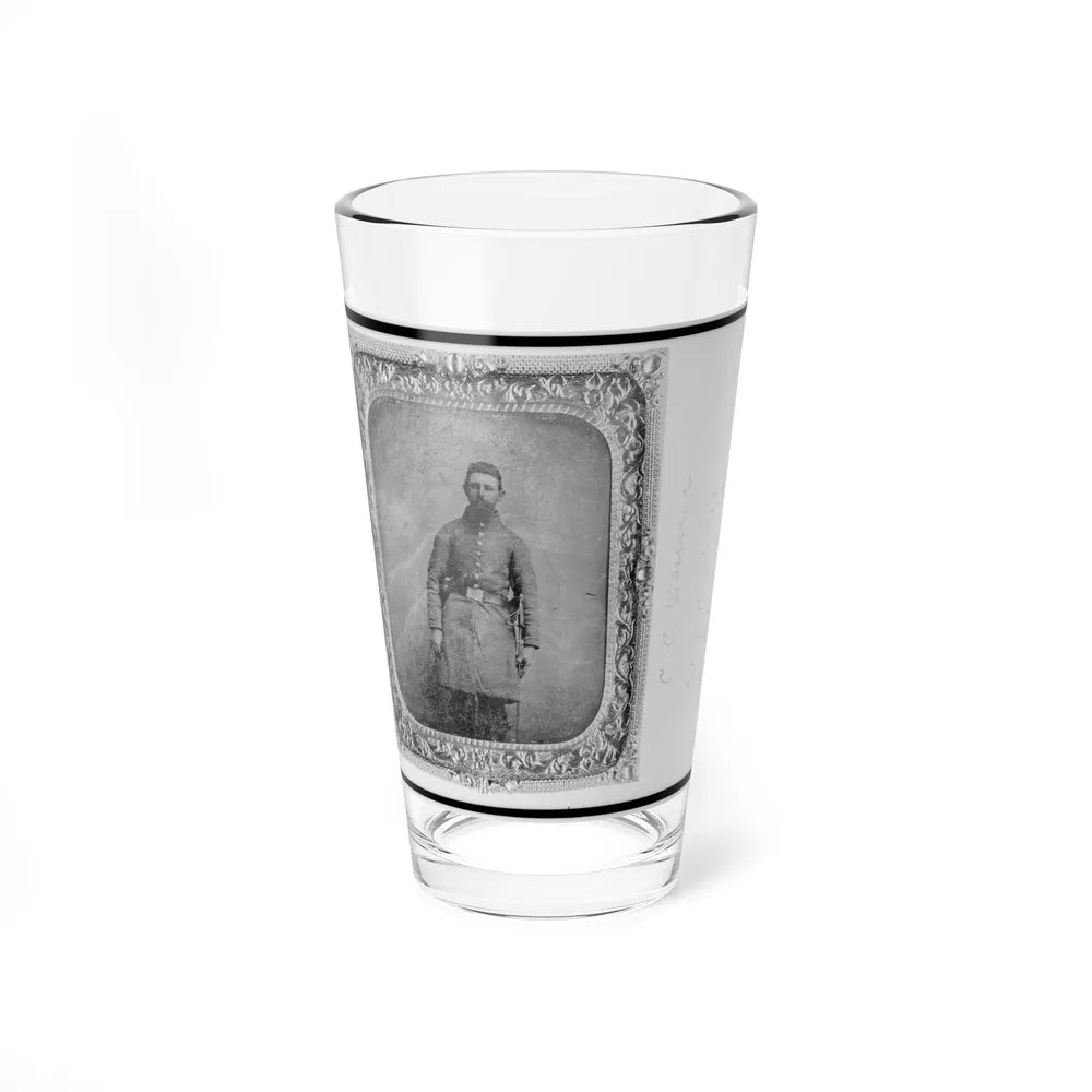 Pvt. C.C. Wenner, Co. A., 35th Virginia Cavalry, C.S.A., Three-Quarter Length Portrait, Facing Front (U.S. Civil War) Pint Glass 16oz-16oz-Go Mug Yourself