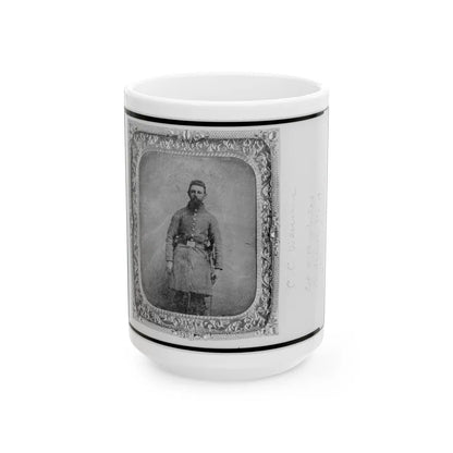 Pvt. C.C. Wenner, Co. A., 35th Virginia Cavalry, C.S.A., Three-Quarter Length Portrait, Facing Front (U.S. Civil War) White Coffee Mug-15oz-Go Mug Yourself