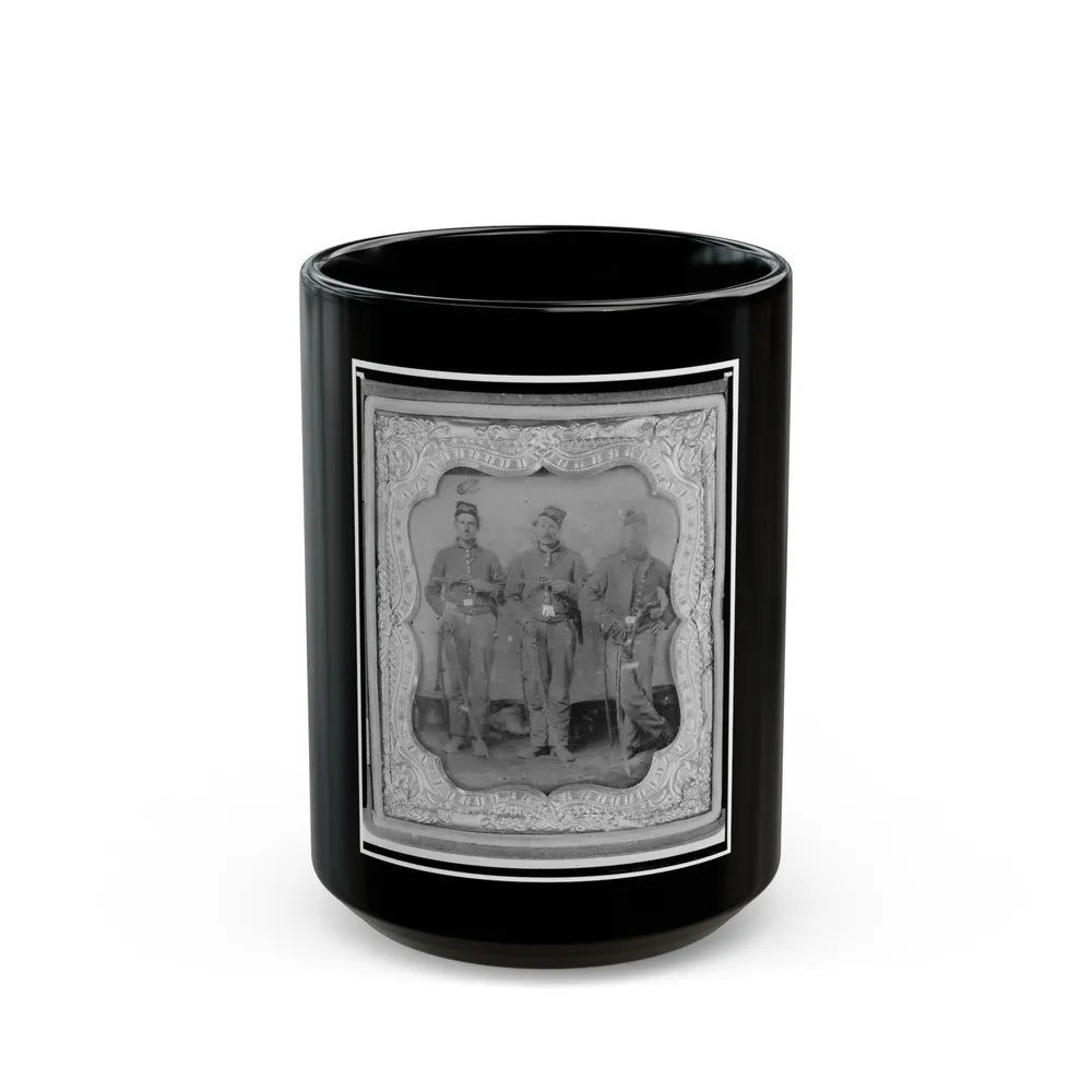 Pvt. Frank A. Remington And Two Other Union Soldiers, Full-Length Portrait, Facing Front (U.S. Civil War) Black Coffee Mug-15oz-Go Mug Yourself