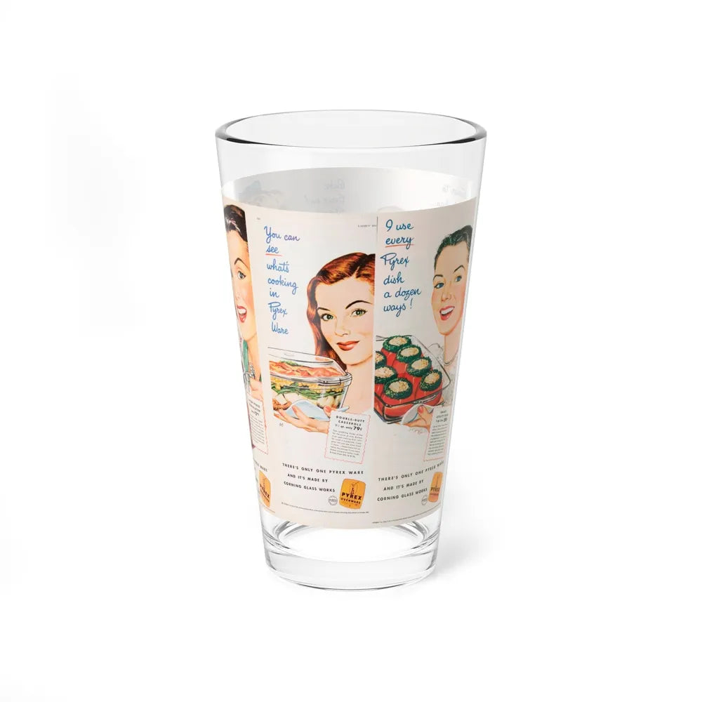 Pyrex 1940s ads (Magazine Illustration) Pint Glass 16oz-Go Mug Yourself