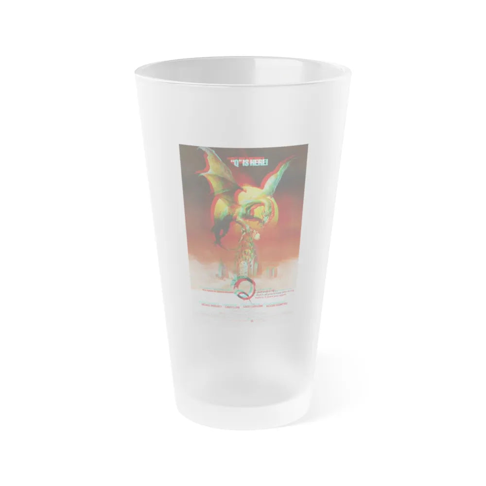 Q THE WINGED SERPENT (3D) 1982 Movie Poster - Frosted Pint Glass 16oz-Go Mug Yourself