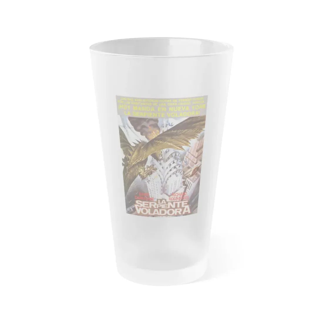 Q THE WINGED SERPENT (SPANISH) 1982 Movie Poster - Frosted Pint Glass 16oz Default Title - Go Mug Yourself