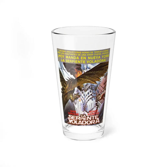 Q THE WINGED SERPENT (SPANISH) 1982 Movie Poster - Pint Glass 16oz 16oz - Go Mug Yourself