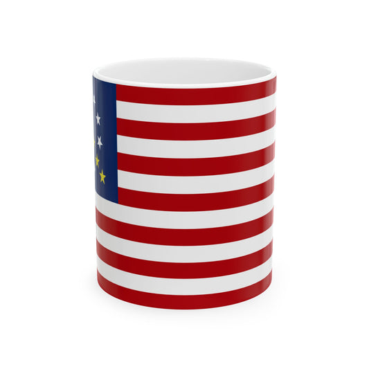 QAnon USA Flag (United States) White Coffee Mug-11oz-Go Mug Yourself