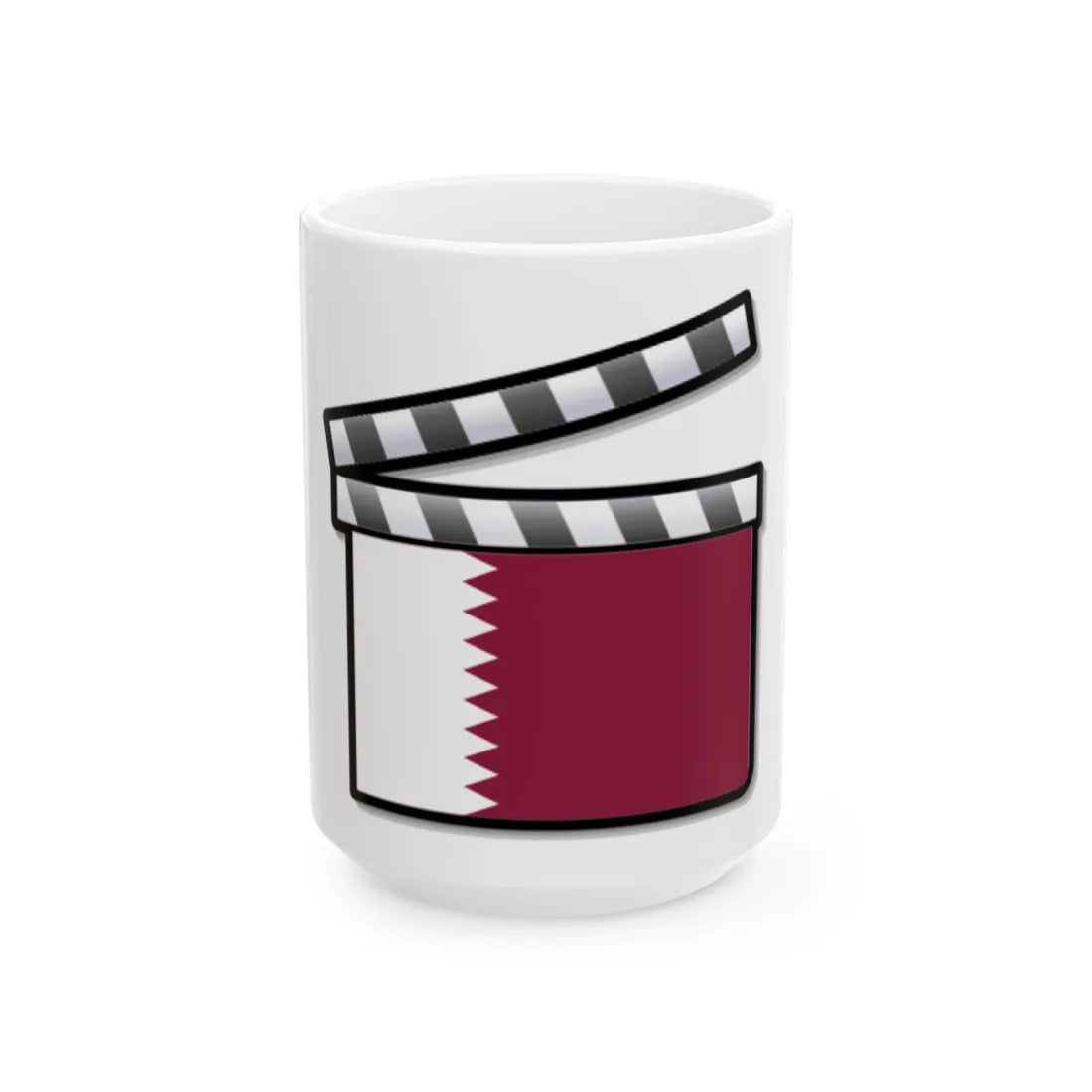 Qatar film clapperboard (Qatar) White Coffee Mug 15oz - Go Mug Yourself