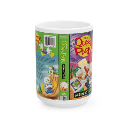 QUACK PACK ALIEN ATTACK (VHS COVER) - White Coffee Mug 15oz - Go Mug Yourself