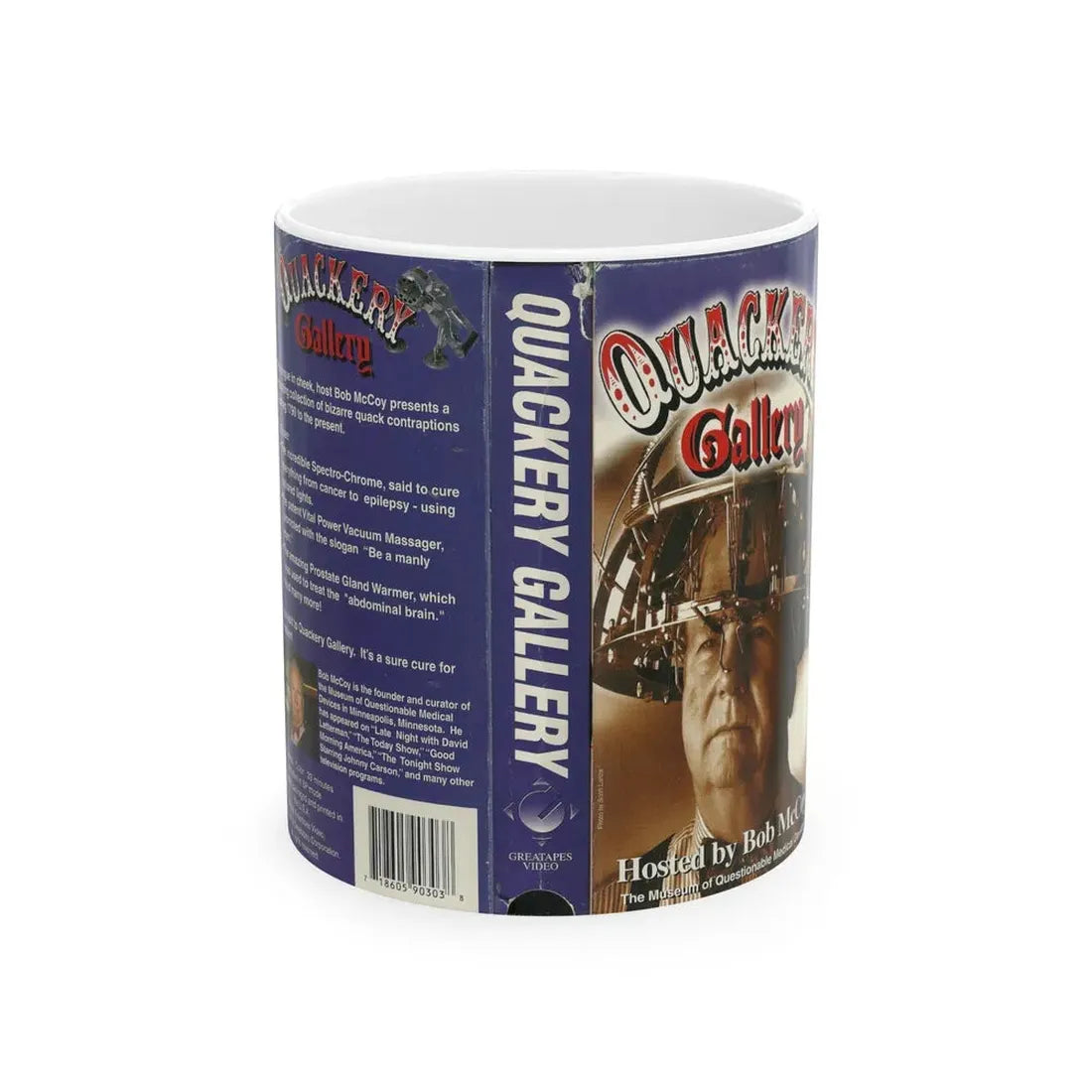 QUACKERY GALLERY HOSTED BY BOB MCCOY (VHS COVER) - White Coffee Mug 11oz - Go Mug Yourself
