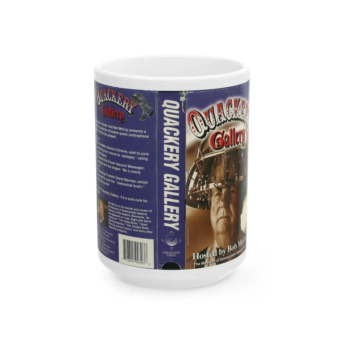 QUACKERY GALLERY HOSTED BY BOB MCCOY (VHS COVER) - White Coffee Mug 15oz - Go Mug Yourself