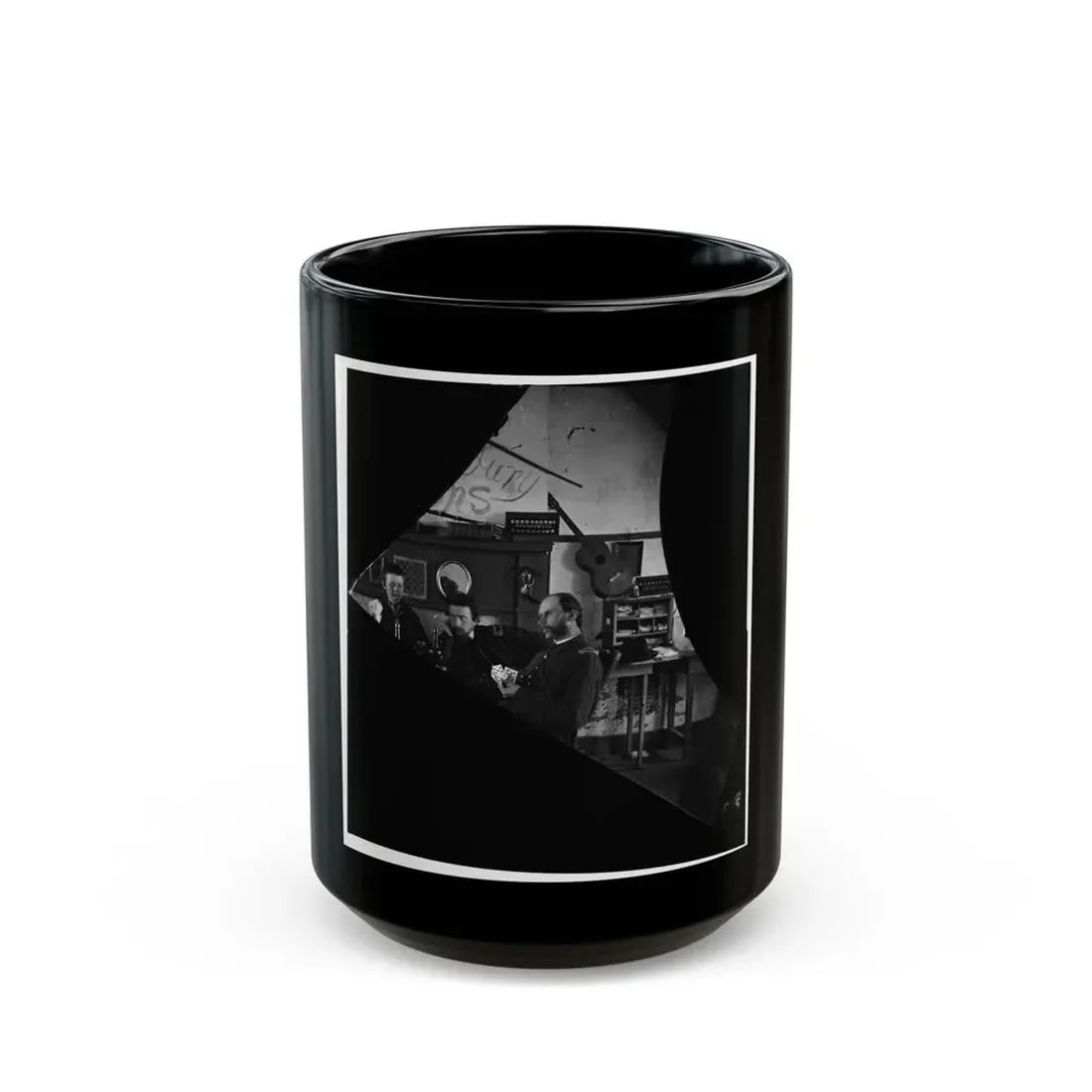 Quarters Of Dr. David Mckay (Army Of The James), Interior View Withi Men Playing Cards (U.S. Civil War) Black Coffee Mug 15oz - Go Mug Yourself