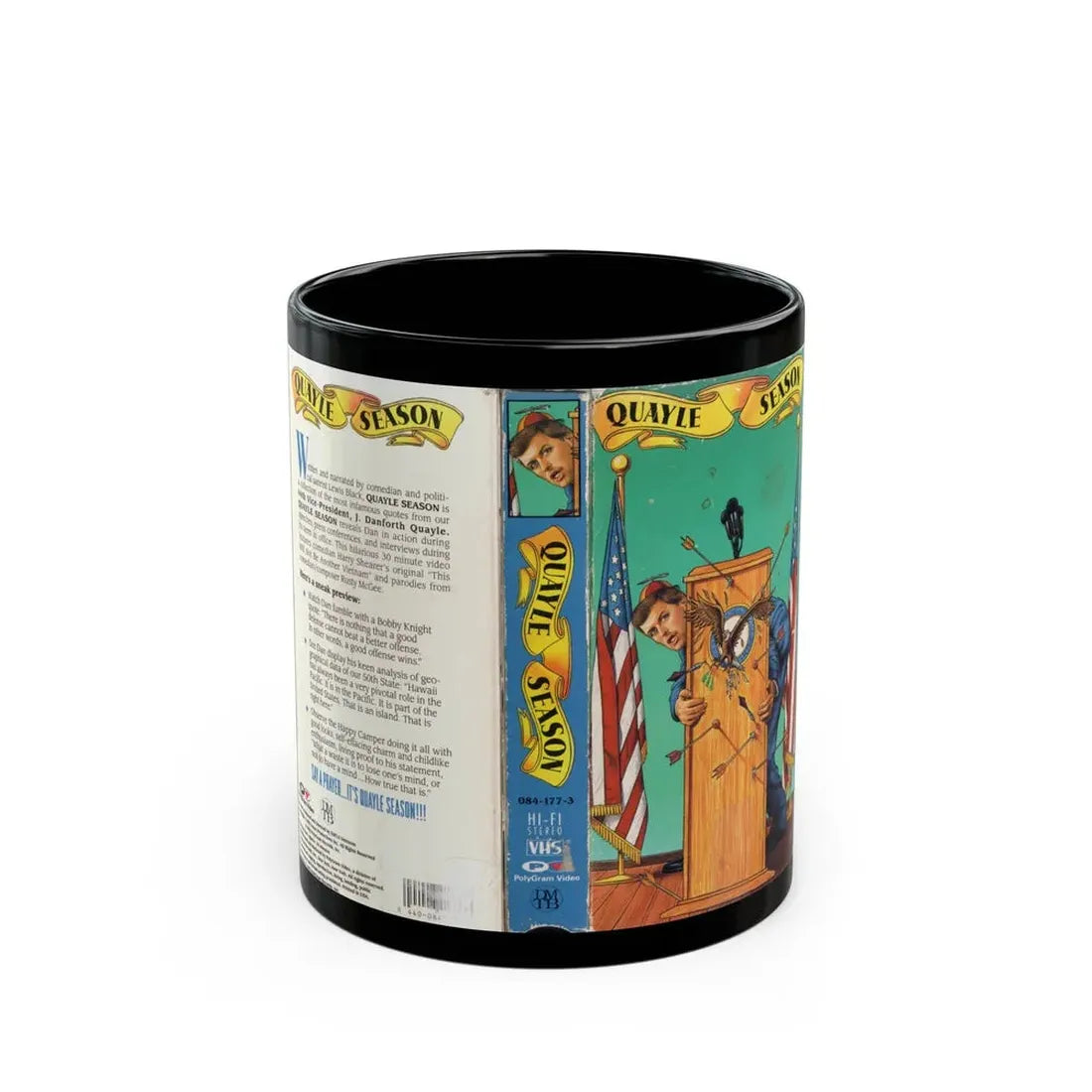 QUAYLE SEASON (VHS COVER) - Black Coffee Mug 11oz - Go Mug Yourself