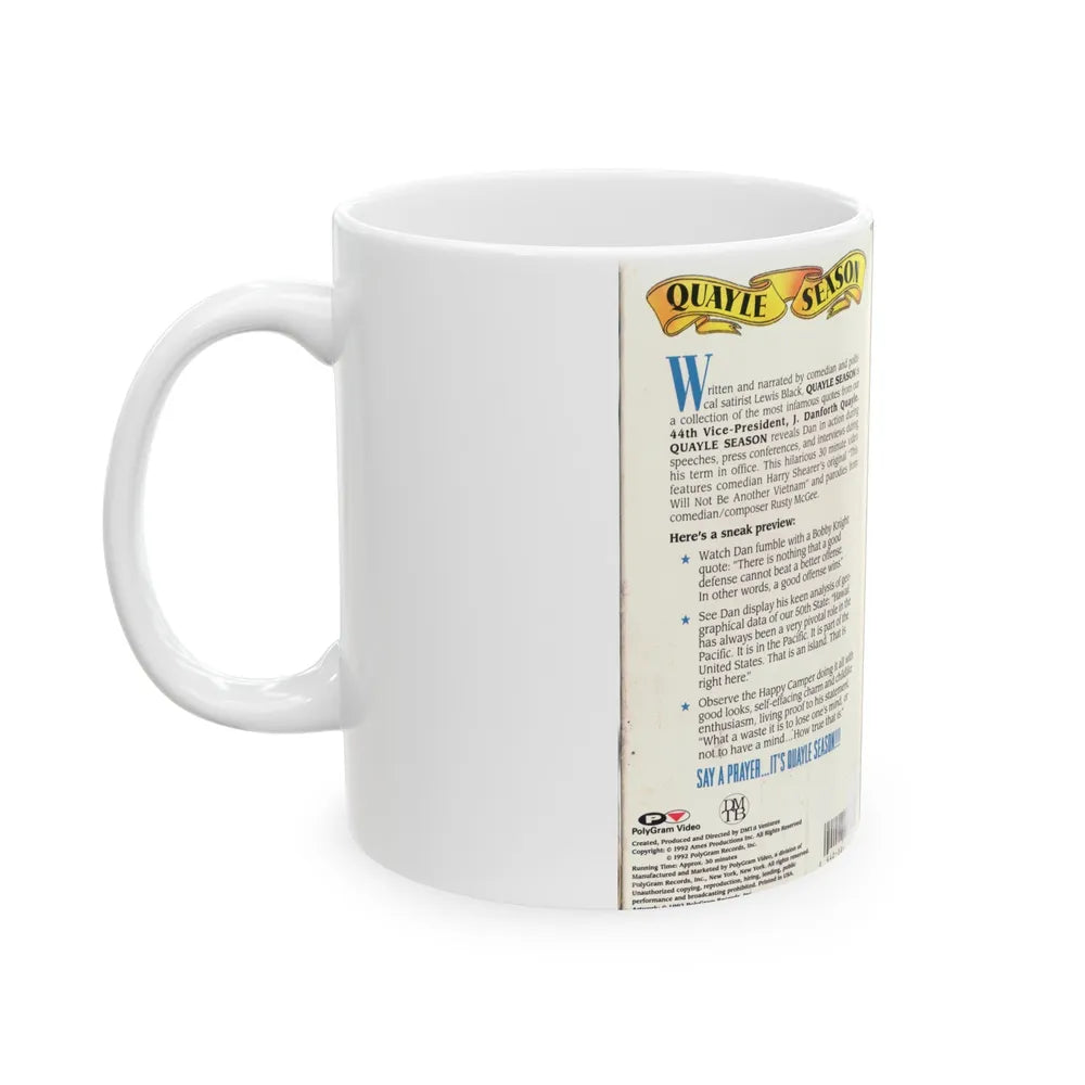 QUAYLE SEASON (VHS COVER) - White Coffee Mug-Go Mug Yourself