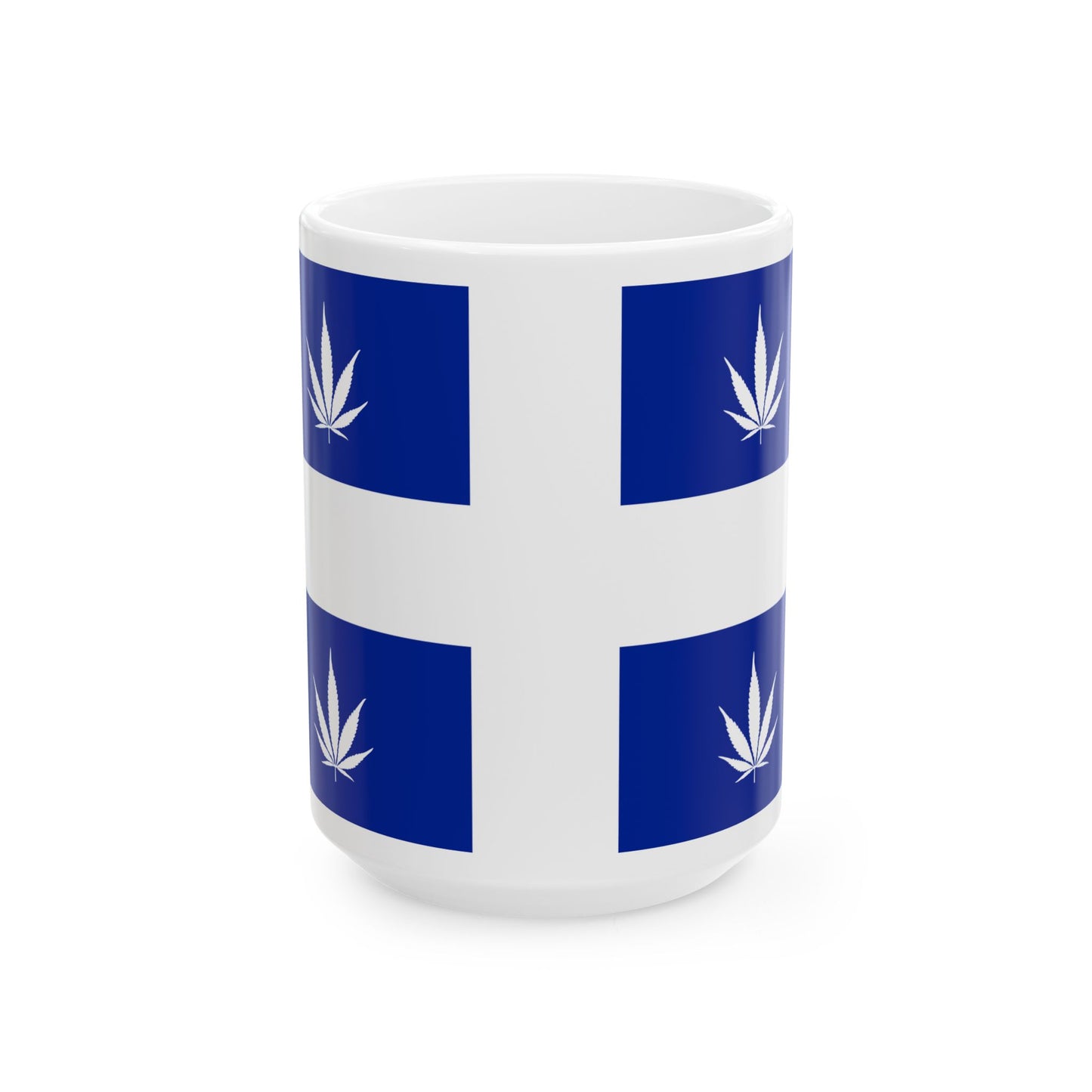 Quebec Weed Flag (Canada) White Coffee Mug-15oz-Go Mug Yourself