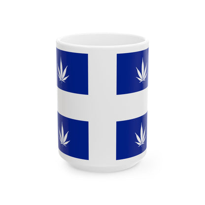 Quebec Weed Flag (Canada) White Coffee Mug-15oz-Go Mug Yourself