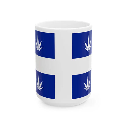 Quebec Weed Flag (Canada) White Coffee Mug 15oz - Go Mug Yourself