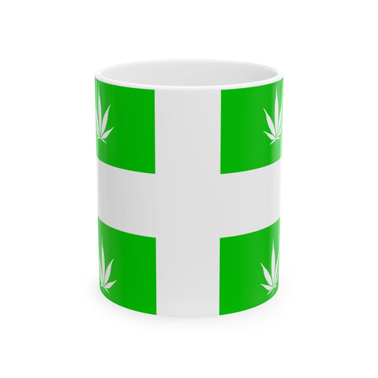 Quebec Weed Flag Var1 (Canada) White Coffee Mug-11oz-Go Mug Yourself