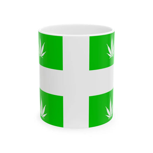 Quebec Weed Flag Var1 (Canada) White Coffee Mug 11oz - Go Mug Yourself