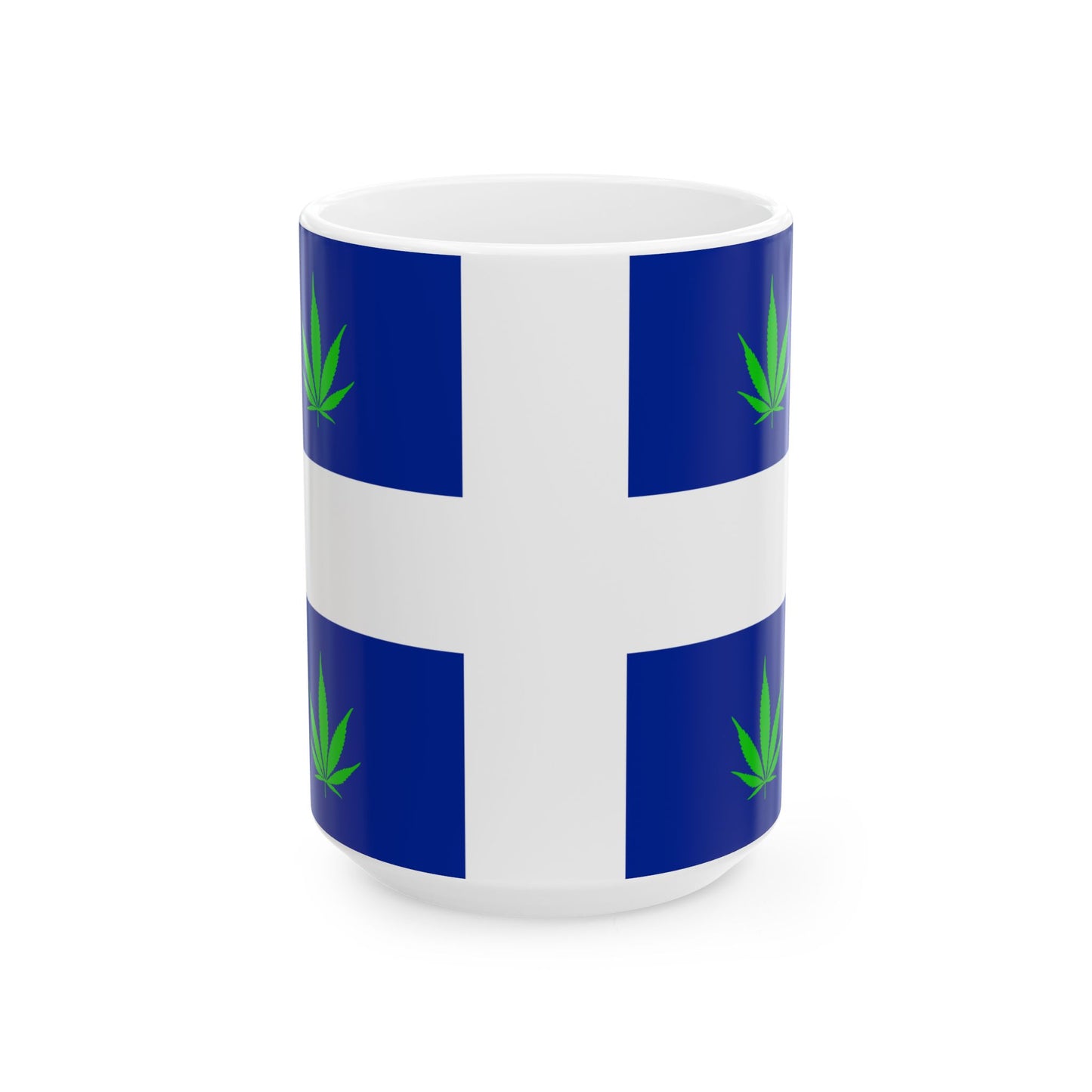 Quebec Weed Flag Var2 (Canada) White Coffee Mug-15oz-Go Mug Yourself