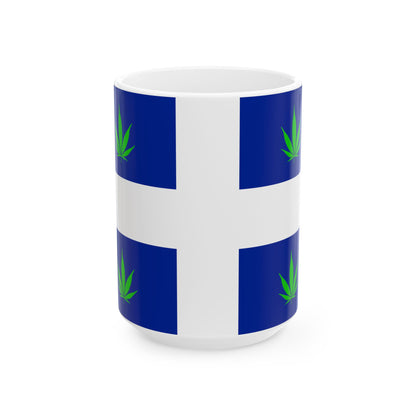Quebec Weed Flag Var2 (Canada) White Coffee Mug-15oz-Go Mug Yourself