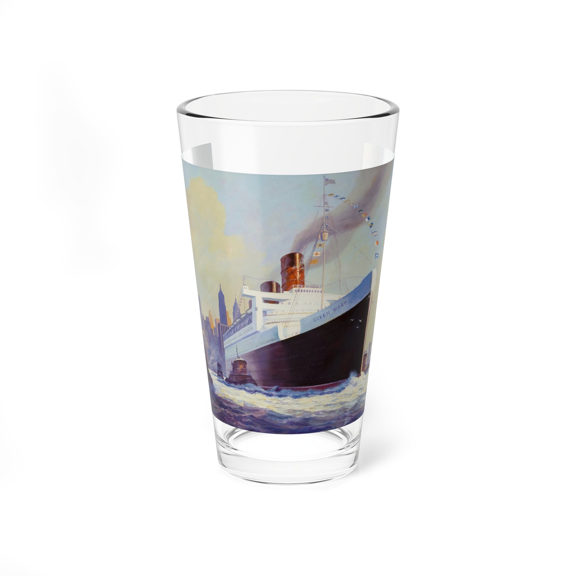 Queen Mary Leaving New York Harbor (Magazine Illustration) Pint Glass 16oz-16oz-Go Mug Yourself