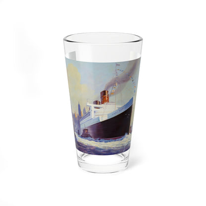 Queen Mary Leaving New York Harbor (Magazine Illustration) Pint Glass 16oz-16oz-Go Mug Yourself